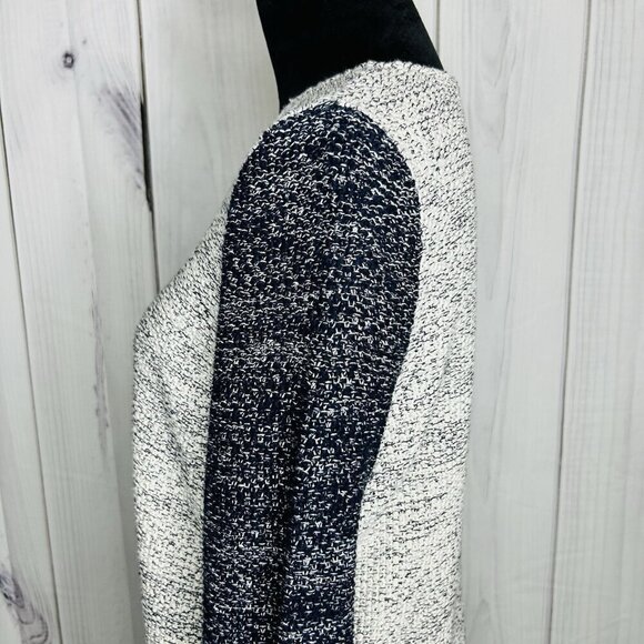 Talbots Sweater Womens Sz M Sparkly Full Zip Colorblock Pockets Gray Navy - Picture 8 of 12